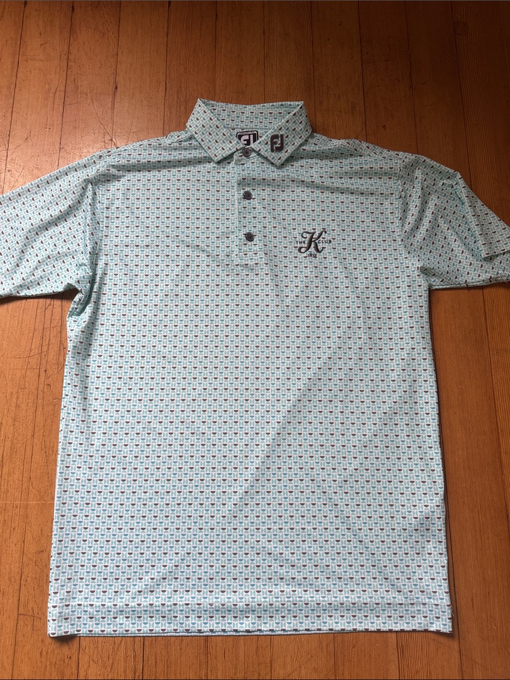 FootJoy Men's L Golf Polo - Aqua and gray